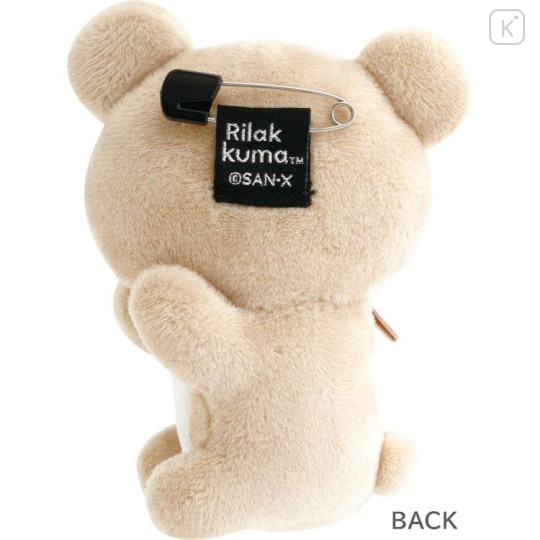 Japan San-x Mini Tote Bag With Plush Mascot Badge - Rilakkuma : Basic Rilakkuma Monochrome - 4