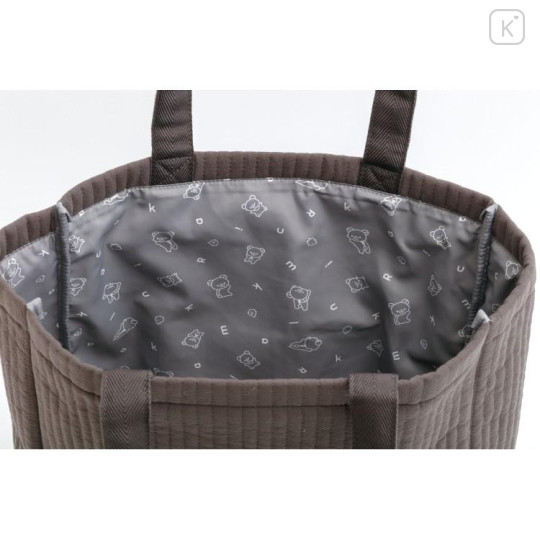 Japan San-x Mini Tote Bag With Plush Mascot Badge - Rilakkuma : Basic Rilakkuma Monochrome - 5