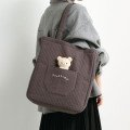 Japan San-X Original Mini Tote Bag With Plush Mascot Badge - Rilakkuma : Basic Rilakkuma Monochrome - 6
