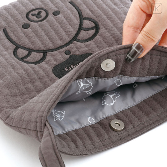 Japan San-x Pochette Crossbody Shoulder Bag - Rilakkuma : Basic Rilakkuma Monochrome Quilted - 3
