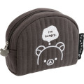 Japan San-X Original Quilted Cosmetic Pouch - Rilakkuma : Basic Rilakkuma Monochrome - 1
