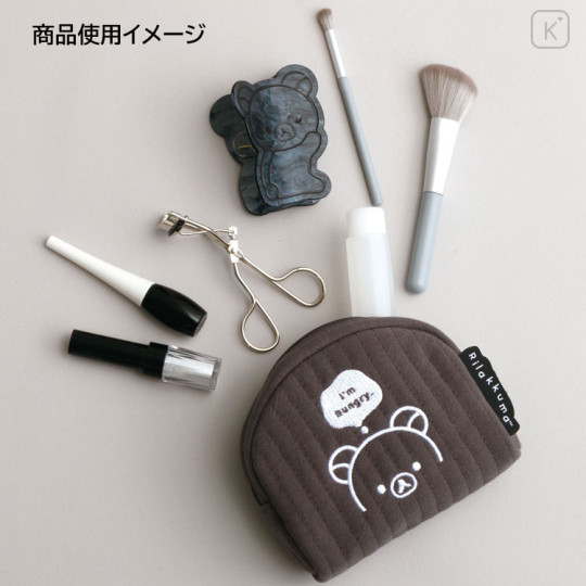 Japan San-X Original Quilted Cosmetic Pouch - Rilakkuma : Basic Rilakkuma Monochrome - 3