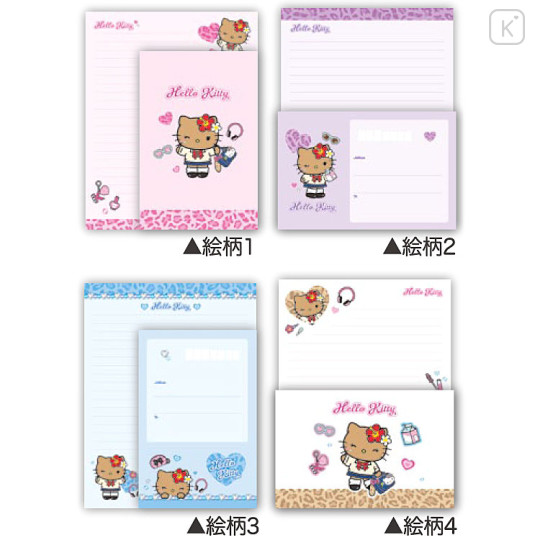 Japan Sanrio Letter Envelope Set - Hello Kitty : Tokimeki Heisei Kogal After School Girls Tan - 2