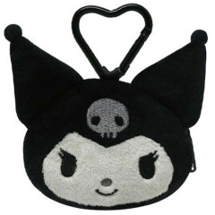 Japan Sanrio Mini Pouch with Carabiner - Kuromi : Monochrome