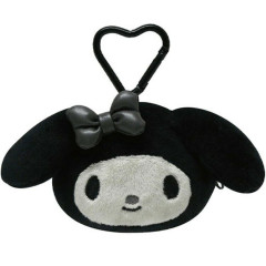 Japan Sanrio Mini Pouch with Carabiner - My Melody : Monochrome
