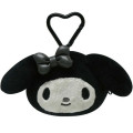 Japan Sanrio Mini Pouch with Carabiner - My Melody : Monochrome - 1