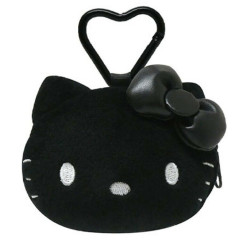 Japan Sanrio Mini Pouch with Carabiner - Hello Kitty : Monochrome