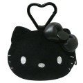Japan Sanrio Mini Pouch with Carabiner - Hello Kitty : Monochrome - 1