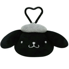 Japan Sanrio Mini Pouch with Carabiner - Pompompurin : Monochrome