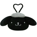 Japan Sanrio Mini Pouch with Carabiner - Pompompurin : Monochrome - 1