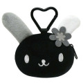 Japan Sanrio Mini Pouch with Carabiner - Usahana : Monochrome - 1