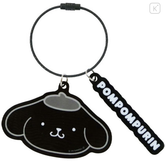 Japan Sanrio Wire Key Ring Charm Keychain - Pompompurin : Monochrome - 1