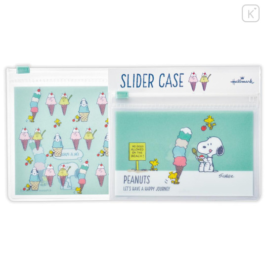 Japan Peanuts Slider Case Set - Snoopy & Woodstock : Ice Cream Turquoise - 1
