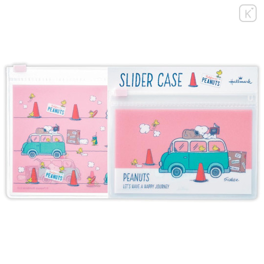 Japan Peanuts Slider Case Set - Snoopy & Woodstock : Road Trip Pink - 1