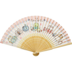 Japan San-X Original Bamboo Fan - Sumikko Gurashi : Ninja Training Pink