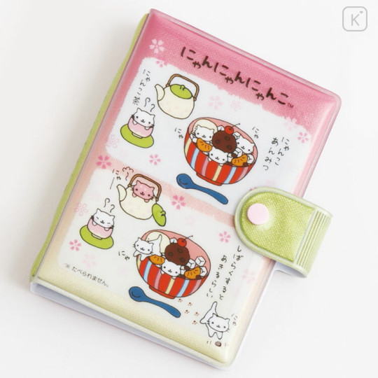Japan San-X Original 6 Hole Sticker Binder - Nyan Nyan Nyanko : White Pink - 2