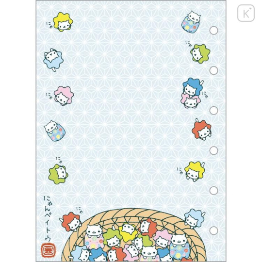 Japan San-X Original 6 Hole Sticker Binder - Nyan Nyan Nyanko : White Pink - 5