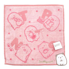 Japan San-x Embroidered Mini Towel Handkerchief - Sumikko Gurashi : Shirokuma Pink