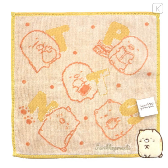 Japan San-x Embroidered Mini Towel Handkerchief - Sumikko Gurashi : Neko Orange - 1