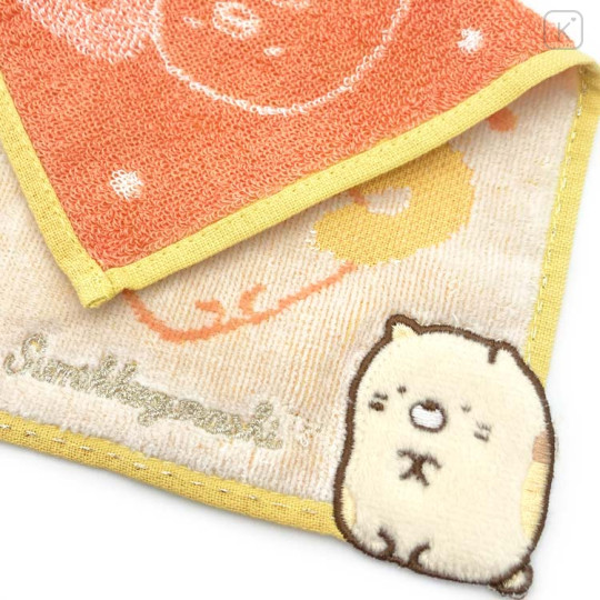 Japan San-x Embroidered Mini Towel Handkerchief - Sumikko Gurashi : Neko Orange - 2