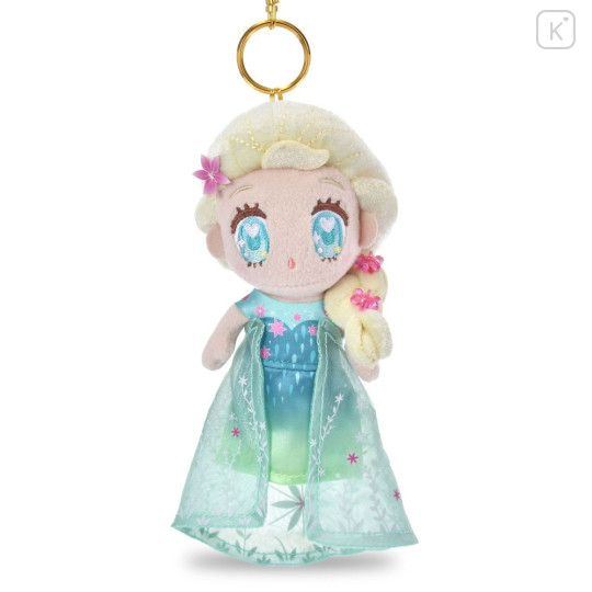 Japan Disney Store Tiny Princess Plush Keychain - Elsa : Frozen Forever Flower - 1