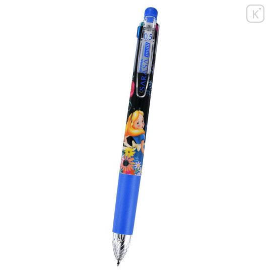 Japan Disney Store Sarasa Multi 4+1 Gel Pen & Mechanical Pencil - Alice in Wonderland : Flower Black - 2