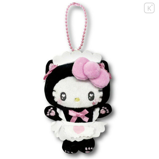 Japan Sanrio Petit Mini Mascot Holder - Hello Kitty : Nekoneko Maid Black - 1
