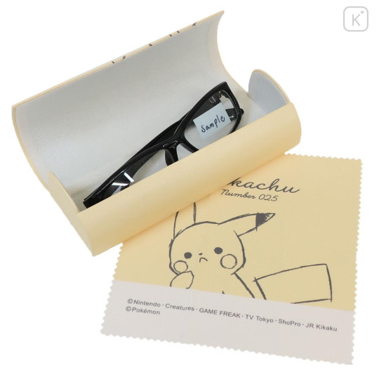 Japan Pokemon Glasses Case - Pikachu : number025 Light Yellow - 2