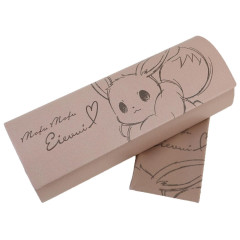 Japan Pokemon Glasses Case - Eevee : Mofu Love Light Brown