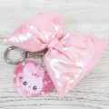 Japan Kamio Swaying Ribbon Charm Keychain - Heisei Retro Magical Berry Rabbit Pink Big Glossy Pearlescent - 2