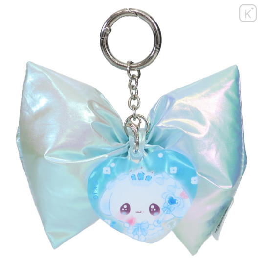 Japan Kamio Swaying Ribbon Charm Keychain - Heisei Retro Magical Berry Rabbit Blue Big Glossy Pearlescent - 1