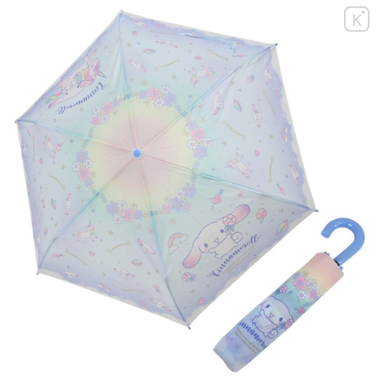 Japan Sanrio Folding Umbrella - Cinnamoroll : Flower Dream Blue - 2