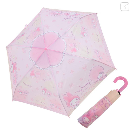 Japan Sanrio Folding Umbrella - My Melody & My Sweet Piano : Flower Dream Pink - 2