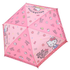 Japan Sanrio Folding Umbrella - Hello Kitty : Flower Dream Pink Leopard
