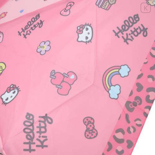 Japan Sanrio Folding Umbrella - Hello Kitty : Flower Dream Pink Leopard - 5