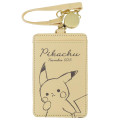 Japan Pokemon Pass Case Card Holder & Reel - Pikachu : number025 Light Yellow - 1