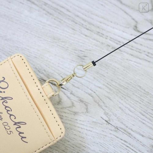 Japan Pokemon Pass Case Card Holder & Reel - Pikachu : number025 Light Yellow - 4