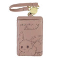 Japan Pokemon Pass Case Card Holder & Reel - Eevee : Mofu Love Light Brown - 1