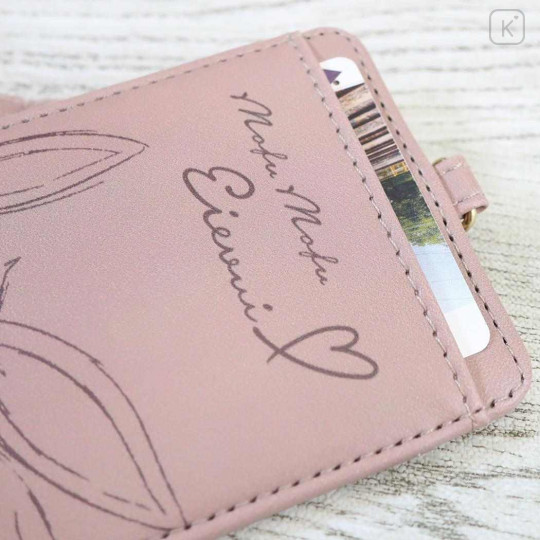 Japan Pokemon Pass Case Card Holder & Reel - Eevee : Mofu Love Light Brown - 3