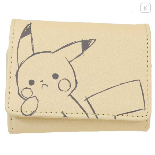 Japan Pokemon Mini Trifold Wallet - Pikachu : number025 Light Yellow - 1