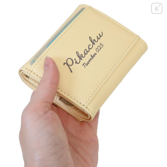Japan Pokemon Mini Trifold Wallet - Pikachu : number025 Light Yellow - 2