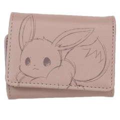 Japan Pokemon Mini Trifold Wallet - Eevee : Mofu Love Light Brown