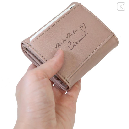 Japan Pokemon Mini Trifold Wallet - Eevee : Mofu Love Light Brown - 2