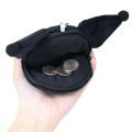 Japan Sanrio Face Pass Case Coin Case with Reel - Kuromi : Monochrome - 3