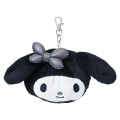 Japan Sanrio Face Pass Case Coin Case with Reel - My Melody : Monochrome - 1
