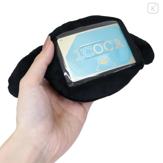 Japan Sanrio Face Pass Case Coin Case with Reel - My Melody : Monochrome - 2