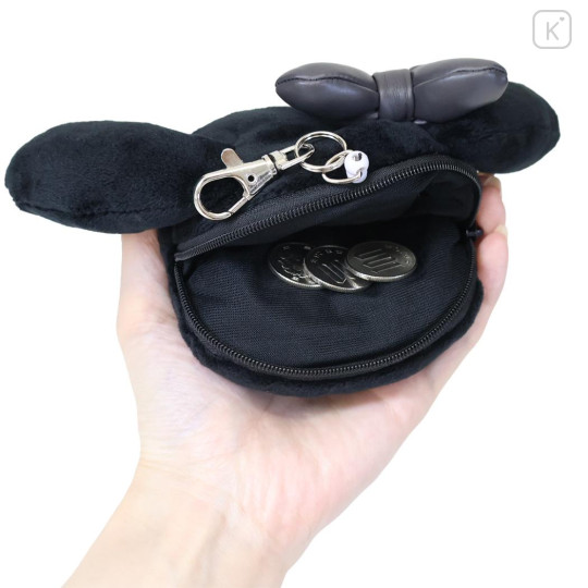 Japan Sanrio Face Pass Case Coin Case with Reel - My Melody : Monochrome - 3