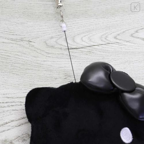 Japan Sanrio Face Pass Case Coin Case with Reel - Hello Kitty : Monochrome - 4