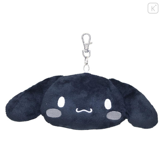 Japan Sanrio Face Pass Case Coin Case with Reel - Cinnamoroll : Monochrome - 1