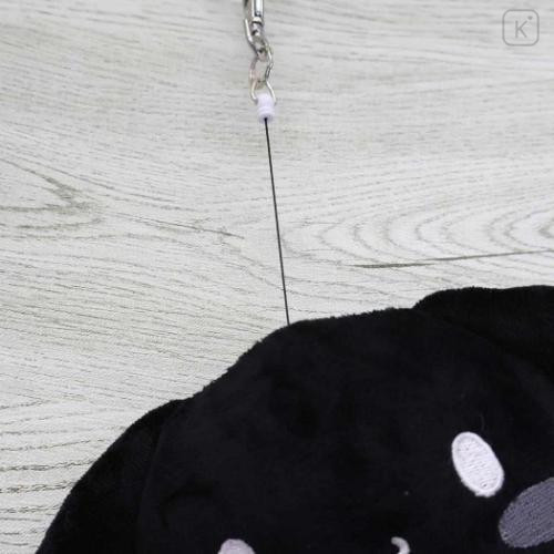 Japan Sanrio Face Pass Case Coin Case with Reel - Cinnamoroll : Monochrome - 4